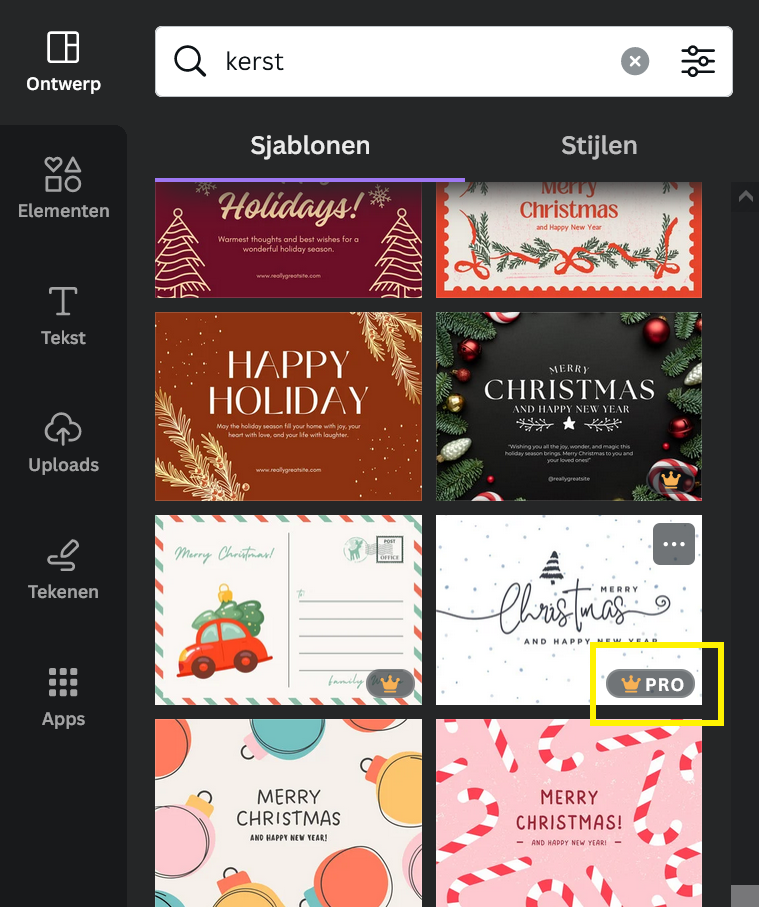 Voorbeeld pro-sjabloon